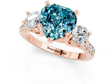 Rose gold Three-Stone Heart Cut Blue Topaz Pavé Band with Four-Prong Setting_1