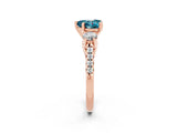 Rose gold Three-Stone Heart Cut Blue Topaz Pavé Band with Four-Prong Setting_2