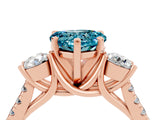Rose gold Three-Stone Heart Cut Blue Topaz Pavé Band with Four-Prong Setting_4