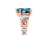 Rose gold Three-Stone Heart Cut Blue Topaz Pavé Band with Four-Prong Setting_5