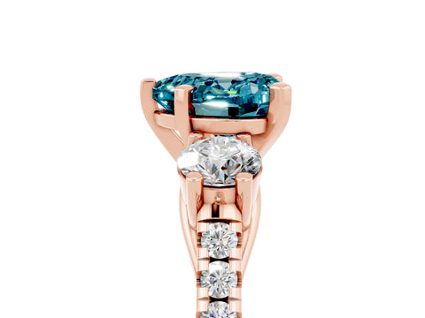 Rose gold Three-Stone Heart Cut Blue Topaz Pavé Band with Four-Prong Setting_5