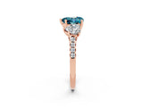 Rose gold Three-Stone Heart Cut Blue Topaz Ring with Pavé Band and Prong Setting_14