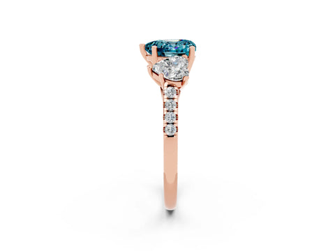 Rose gold Three-Stone Heart Cut Blue Topaz Ring with Pavé Band and Prong Setting_14