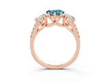 Rose gold Three-Stone Heart Cut Blue Topaz Ring with Pavé Band and Prong Setting_15