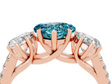 Rose gold Three-Stone Heart Cut Blue Topaz Ring with Pavé Band and Prong Setting_16