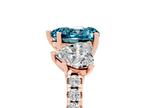 Rose gold Three-Stone Heart Cut Blue Topaz Ring with Pavé Band and Prong Setting_17
