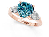 Rose gold Three-Stone Heart Cut Blue Topaz Ring with Pear Side Stones and Four-Prong Setting_1