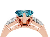 Rose gold Three-Stone Heart Cut Blue Topaz Ring with Pear Side Stones and Four-Prong Setting_4