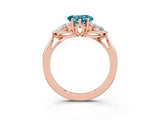 Rose gold Three-Stone Heart Cut Blue Topaz Ring with Pear  Side Stones in Four-Prong Setting_15