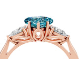 Rose gold Three-Stone Heart Cut Blue Topaz Ring with Pear  Side Stones in Four-Prong Setting_16