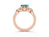 Rose gold Three-Stone Heart Cut Blue Topaz Ring with Pear  Side Stones in Four-Prong Setting_39