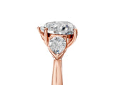 Rose gold Three-Stone Heart Cut Brilliant Diamond Solitaire Ring with Tapered Band and Four-Prong Setting_8