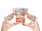 Rose gold Three-Stone Heart Cut Brilliant Diamond Trellis Ring with Comfort Fit Band_7