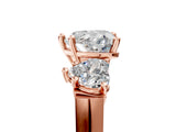 Rose gold Three-Stone Heart Cut Brilliant Diamond Trellis Ring with Comfort Fit Band_8