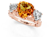 Rose gold Three-Stone Heart Cut Citrine Braided Band Ring with Four-Prong Setting_13