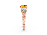 Rose gold Three-Stone Heart Cut Citrine Braided Band Ring with Four-Prong Setting_14