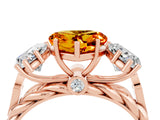 Rose gold Three-Stone Heart Cut Citrine Braided Band Ring with Four-Prong Setting_16