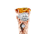Rose gold Three-Stone Heart Cut Citrine Braided Band Ring with Four-Prong Setting_17
