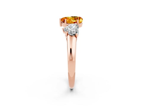 Rose gold Three-Stone Heart Cut Citrine Engagement Ring with Prong Setting_2