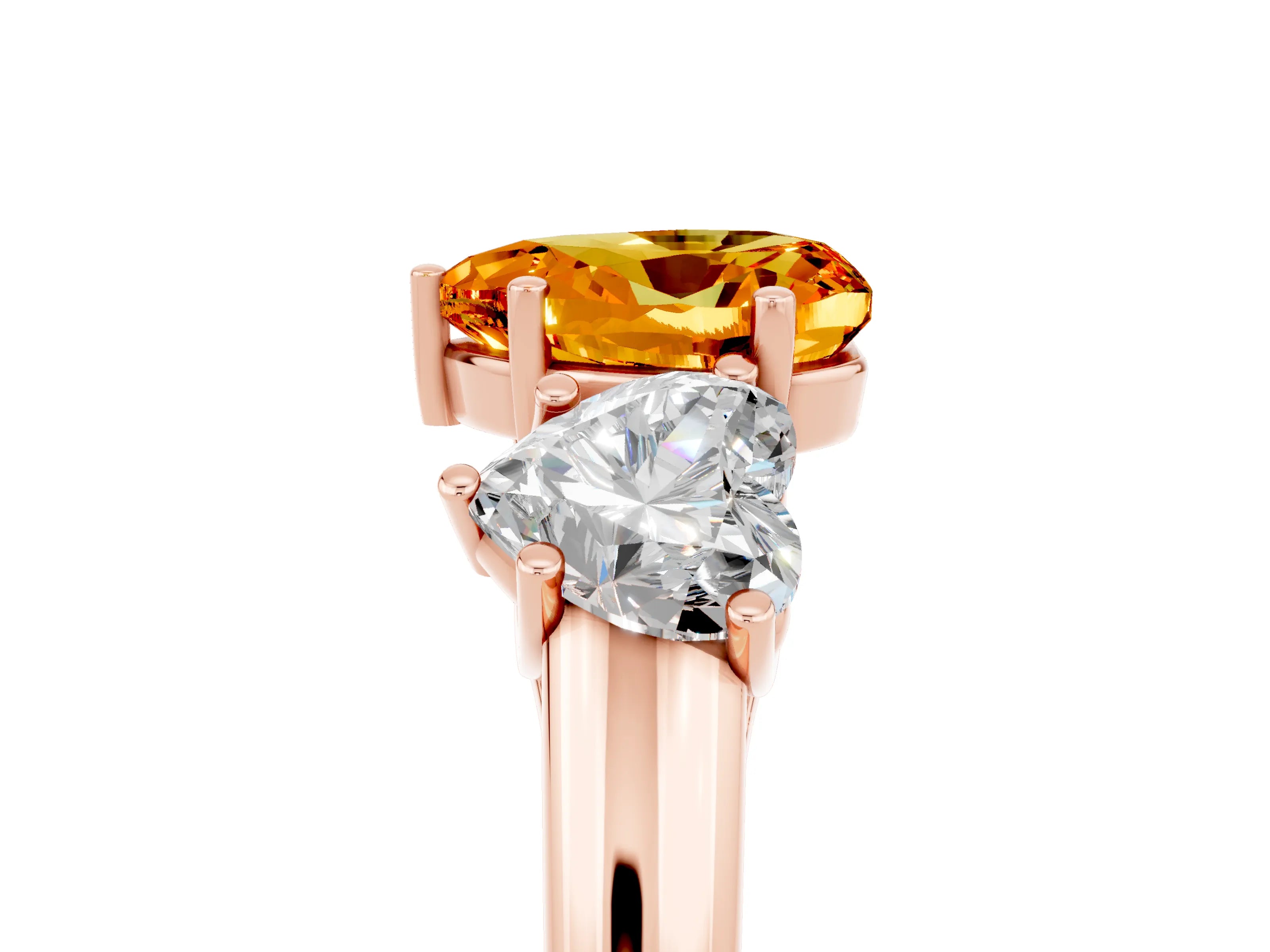 Rose gold Three-Stone Heart Cut Citrine Engagement Ring with Prong Setting_5