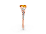Rose gold Three-Stone Heart Cut Citrine Pavé Band with Four-Prong Setting_2