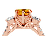 Rose gold Three-Stone Heart Cut Citrine Pavé Band with Four-Prong Setting_4