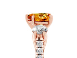 Rose gold Three-Stone Heart Cut Citrine Pavé Band with Four-Prong Setting_5