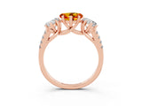 Rose gold Three-Stone Heart Cut Citrine Ring with Pavé Band and Prong Setting_15