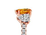 Rose gold Three-Stone Heart Cut Citrine Ring with Pavé Band and Prong Setting_17