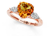 Rose gold Three-Stone Heart Cut Citrine Ring with Pear  Side Stones in Four-Prong Setting_13