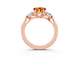 Rose gold Three-Stone Heart Cut Citrine Ring with Pear  Side Stones in Four-Prong Setting_15