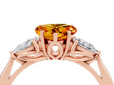Rose gold Three-Stone Heart Cut Citrine Ring with Pear  Side Stones in Four-Prong Setting_16