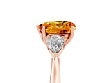 Rose gold Three-Stone Heart Cut Citrine Ring with Pear  Side Stones in Four-Prong Setting_17