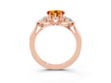 Rose gold Three-Stone Heart Cut Citrine Ring with Pear  Side Stones in Four-Prong Setting_39