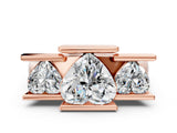 Rose gold Three Stone Heart Cut Cut Channel Set Diamond Ring_3