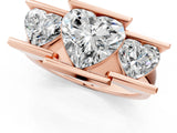 Rose gold Three Stone Heart Cut Cut Channel Set Diamond Ring_4