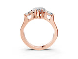 Rose gold Three-Stone Heart Cut Cut Classic Band Prong Setting Ring_10