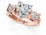 Rose gold Three-Stone Heart Cut Cut Classic Band Prong Setting Ring_8