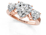Rose gold Three-Stone Heart Cut Cut Diamond Engagement Ring with Flat Band and Four-Prong Setting_4