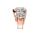 Rose gold Three-Stone Heart Cut Cut Diamond Engagement Ring with Flat Band and Four-Prong Setting_8