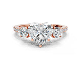 Rose gold Three-Stone Heart Cut Cut Diamond Pavé Band with Prong Setting_15