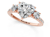 Rose gold Three-Stone Heart Cut Cut Diamond Pavé Band with Prong Setting_16