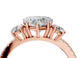 Rose gold Three-Stone Heart Cut Cut Diamond Pavé Band with Prong Setting_19