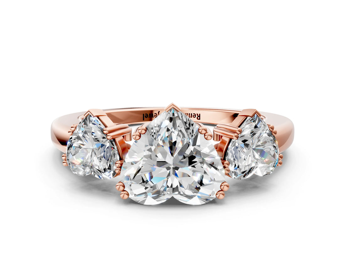Rose gold Three-Stone Heart Cut Cut Diamond Ring with Channel Set Band and Four-Prong Setting_31