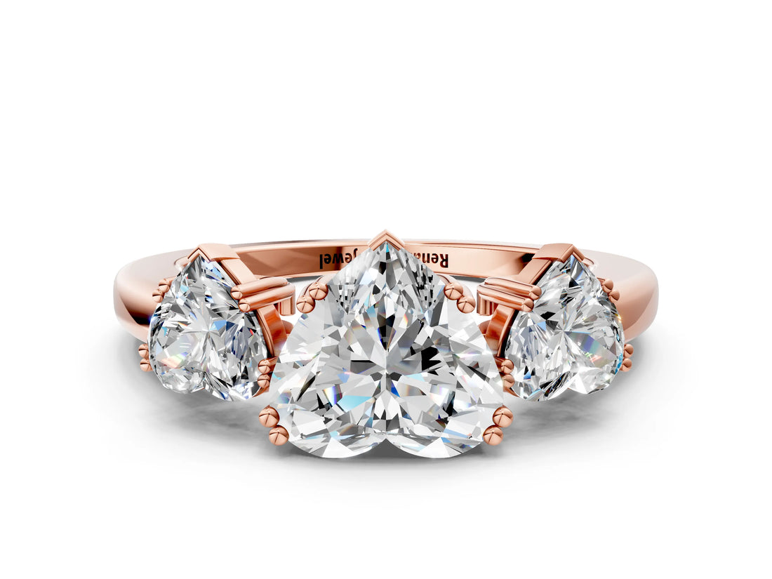 Rose gold Three-Stone Heart Cut Cut Diamond Ring with Channel Set Band and Four-Prong Setting_7