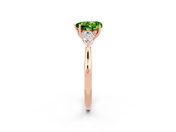 Rose gold Three-Stone Heart Cut Cut Diamond Ring with Pear Side Stones in Four-Prong Setting