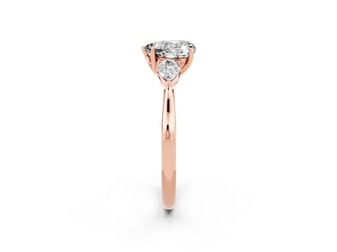 Rose gold Three-Stone Heart Cut Cut Diamond Ring with Pear Side Stones in Four-Prong Setting_2
