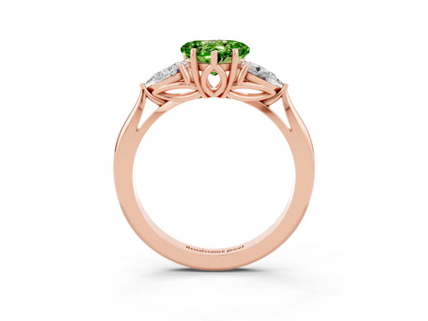 Rose gold Three-Stone Heart Cut Cut Diamond Ring with Pear Side Stones in Four-Prong Setting_3