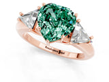 Rose gold Three-Stone Heart Cut Cut Diamond Ring with Trillion Side Stones and Four-Prong Setting_1