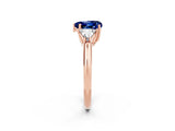 Rose gold Three-Stone Heart Cut Cut Diamond Ring with Trillion Side Stones and Four-Prong Setting_2